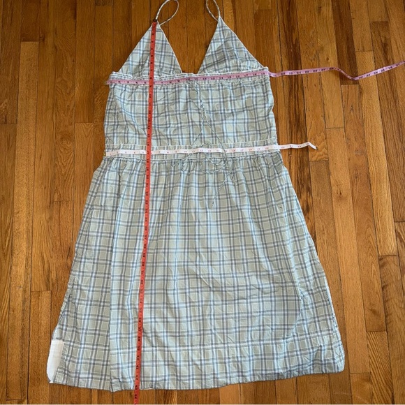 VICTORIA BECKHAM Check Print Tie Dress Maxi Blue Green size 6 - Picture 6 of 9